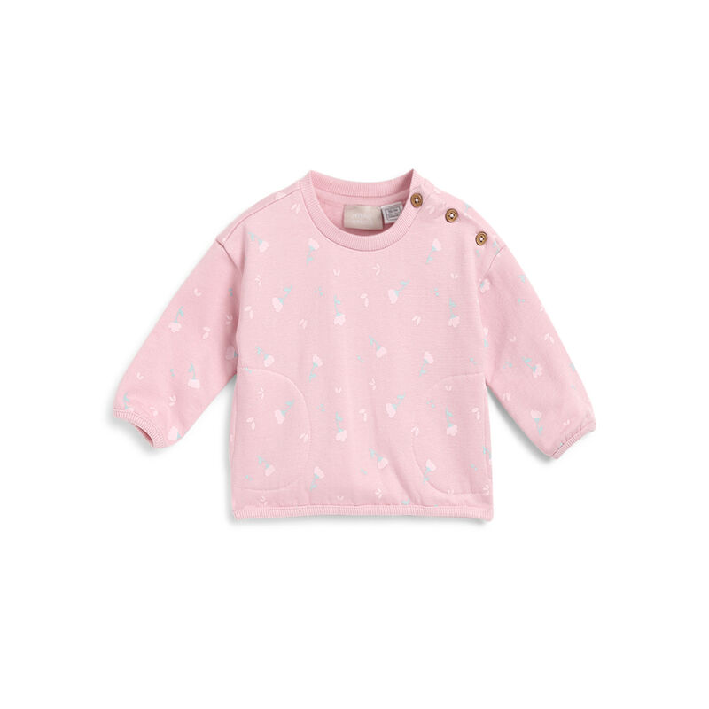 Girls Medium Pink Floral Printed Sweatshirt image number 0